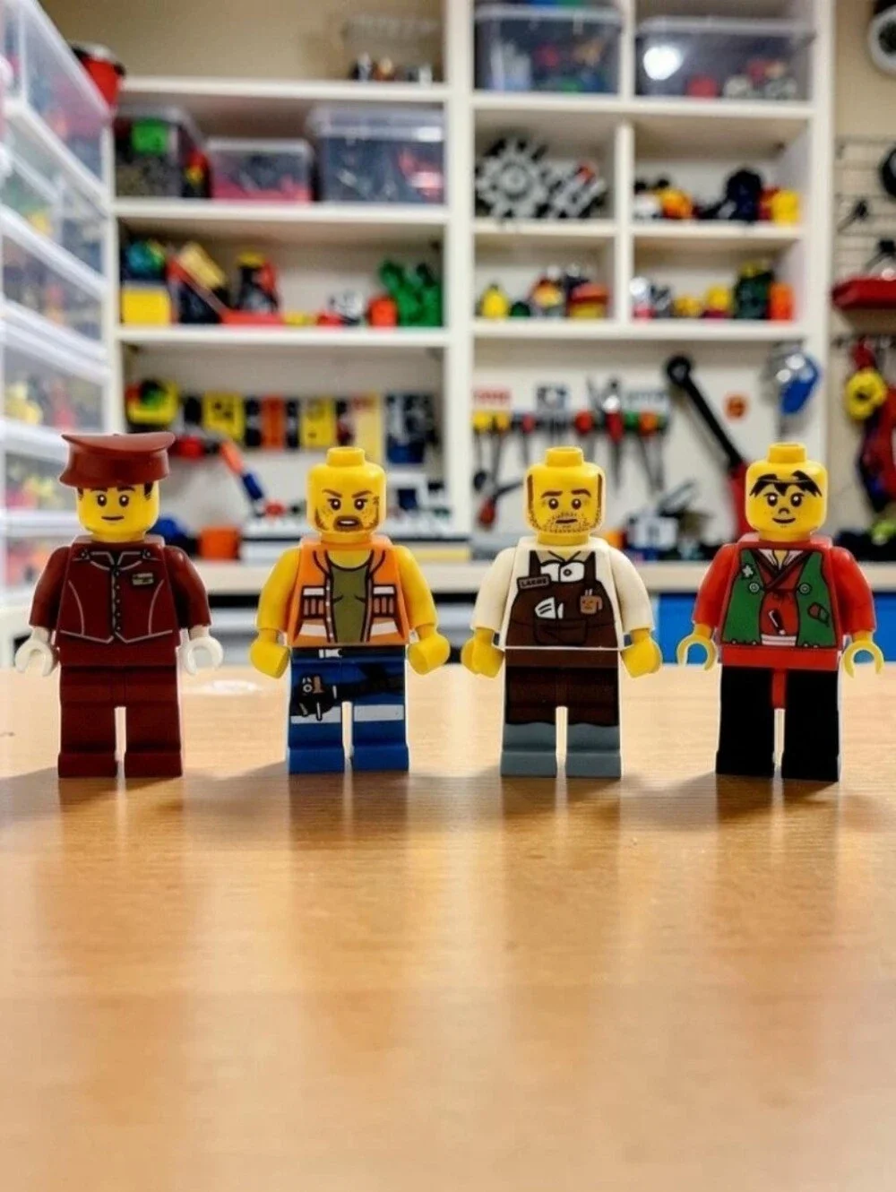 (Lot Of 4)LEGO Assorted Miniature Figure Pilot/Jungle Worker/Café Barista/Ninja